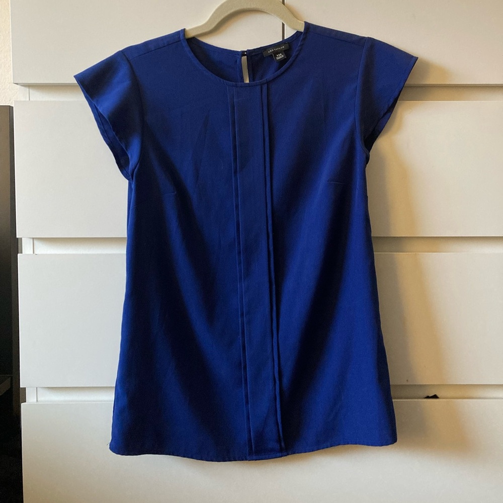Blue Short Sleeve Blouse